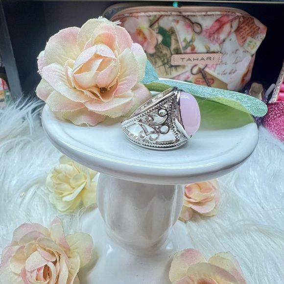 Silver Plate Boho Pink Women’s Ring size 8,9 - Picture 6 of 7